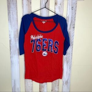 Philadelphia 76ers Sequin Baseball Tee Shirt